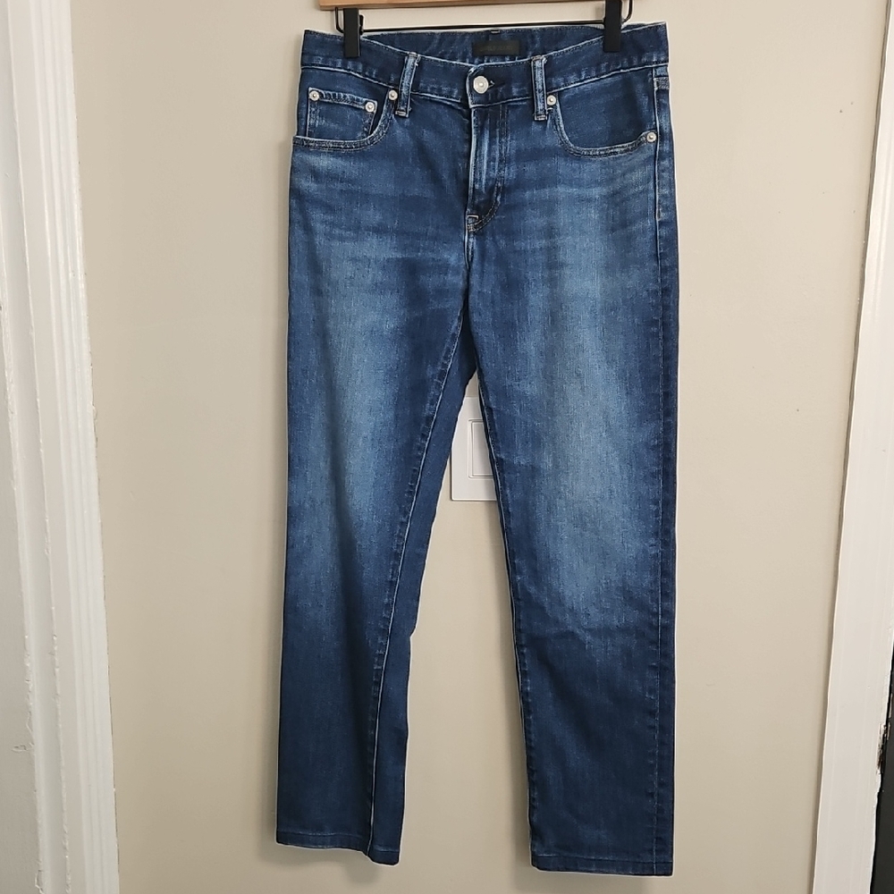 Uniqlo Blue Denim Jeans 30x34 Slim Straight Low Rise Altered Cotton